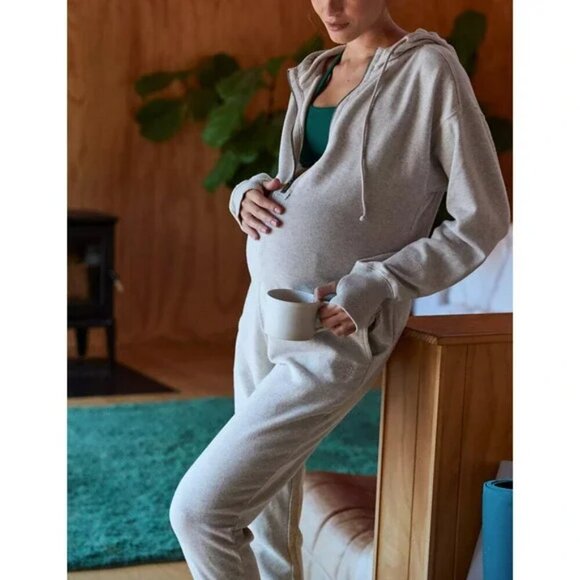 NWT $148 FP Movement x Hatch Warm Up Sweat Jumpsuit Heather Gray LARGE MATERNITY - Picture 1 of 7